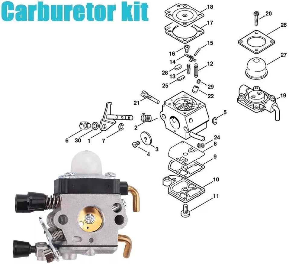 Lawn Mower with Filter Line Gasket Carb Carburetor Kit Fit for FS55R FS55RC KM55 HL45 KM55R FS38 FS75 FS45C(1PCS)