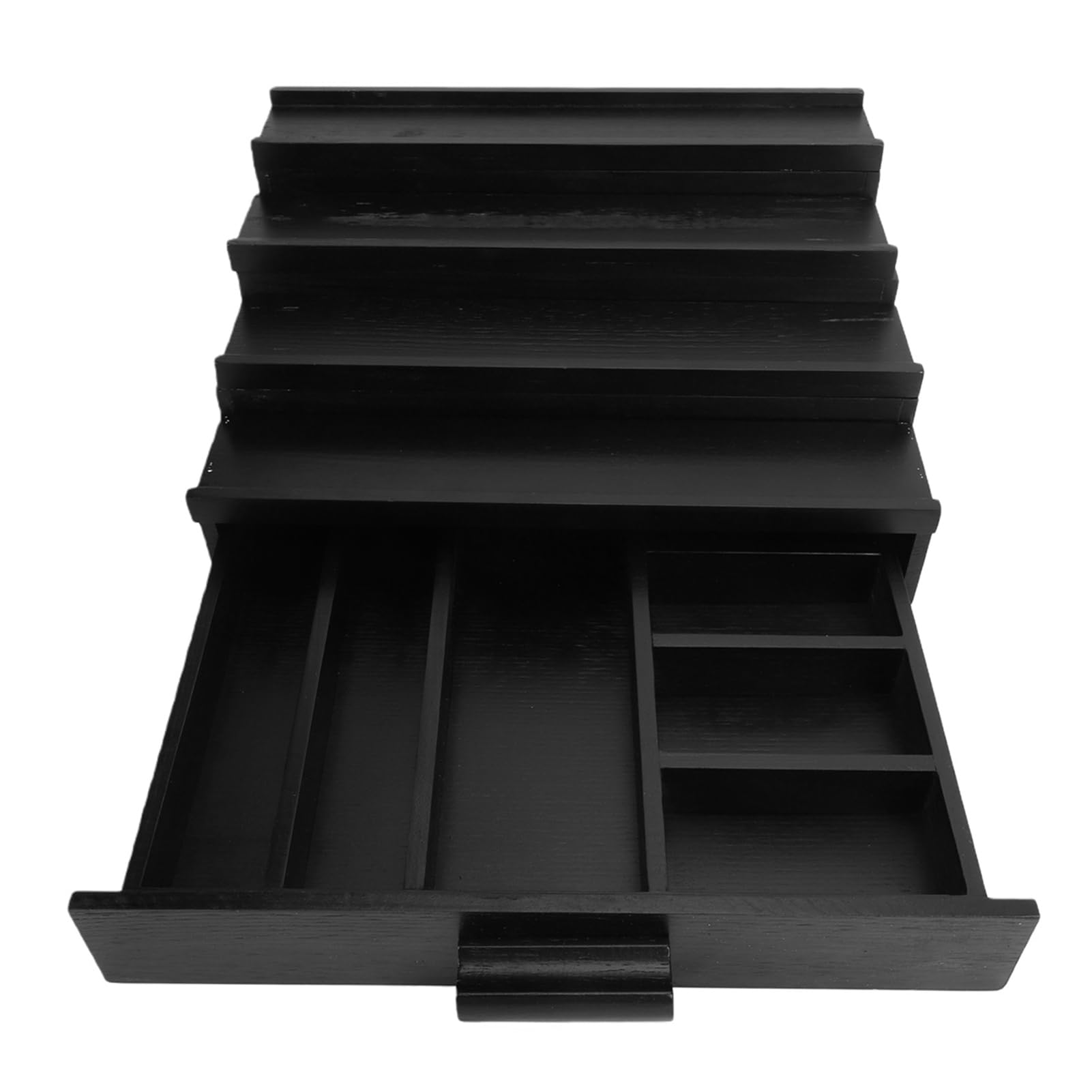 YUYTE Stojak na Perfumy z Drewna Sosnowego, 4-poziomowy Organizer na Perfumy z szufladą i Ukrytym Schowkiem, Szafka Nocna dla Mężczyzn, Czarna (Styl 3 (4 warstwy) 12,6 x 11,5 x 5, cala)