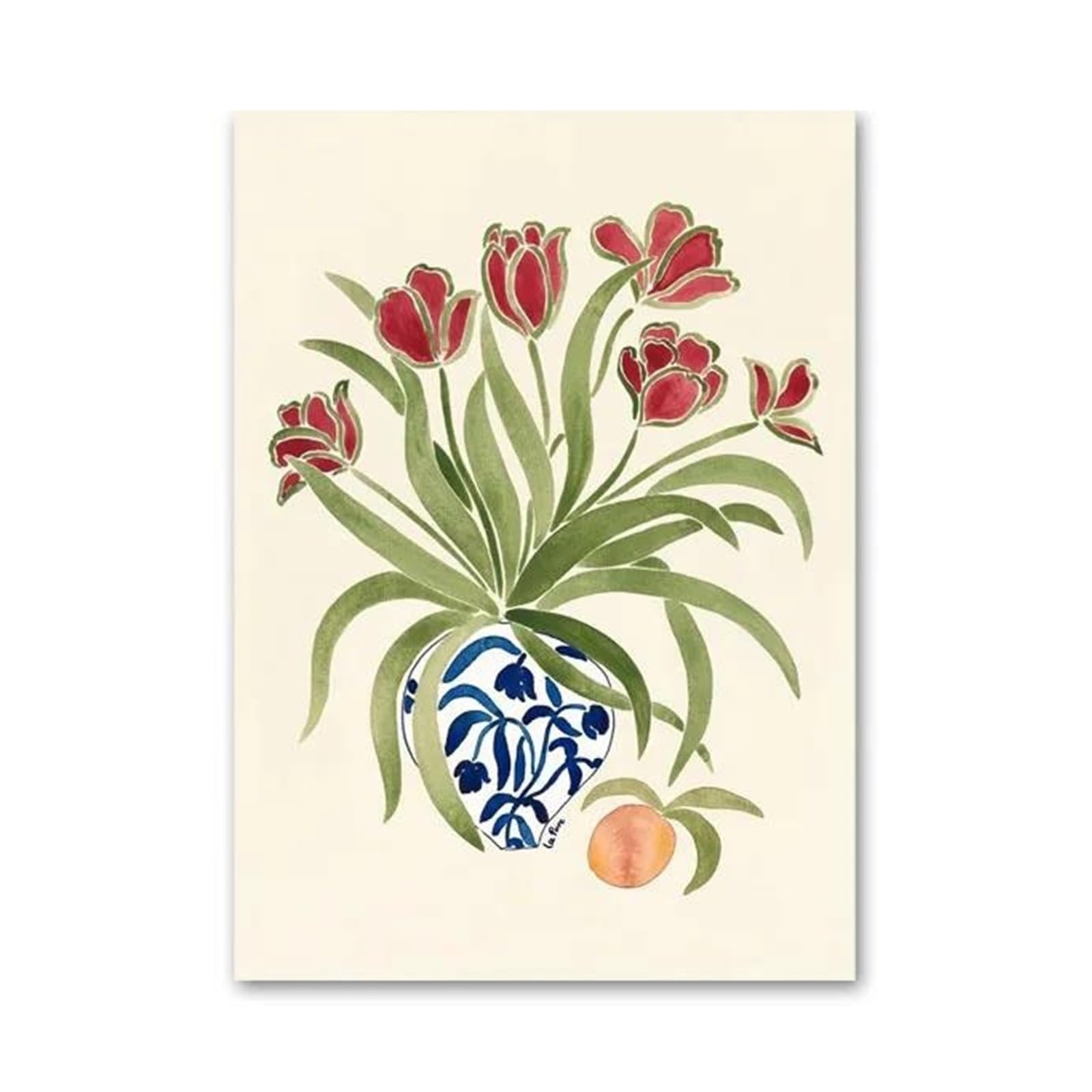 XENITE Wall Art Canvas Prints Tulip Vase Woman Flower Fruit Abstract Gallery Posters No Frame Wall Art Canvas Prints Pictures For Living Room Decor(G,50x70cm)