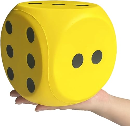 Dados gigantes de espuma Kawaii de 5.9 pulgadas un juguete educativo lleno de diversión para noches de juego y sesiones de aprendizaje (Amarillo de