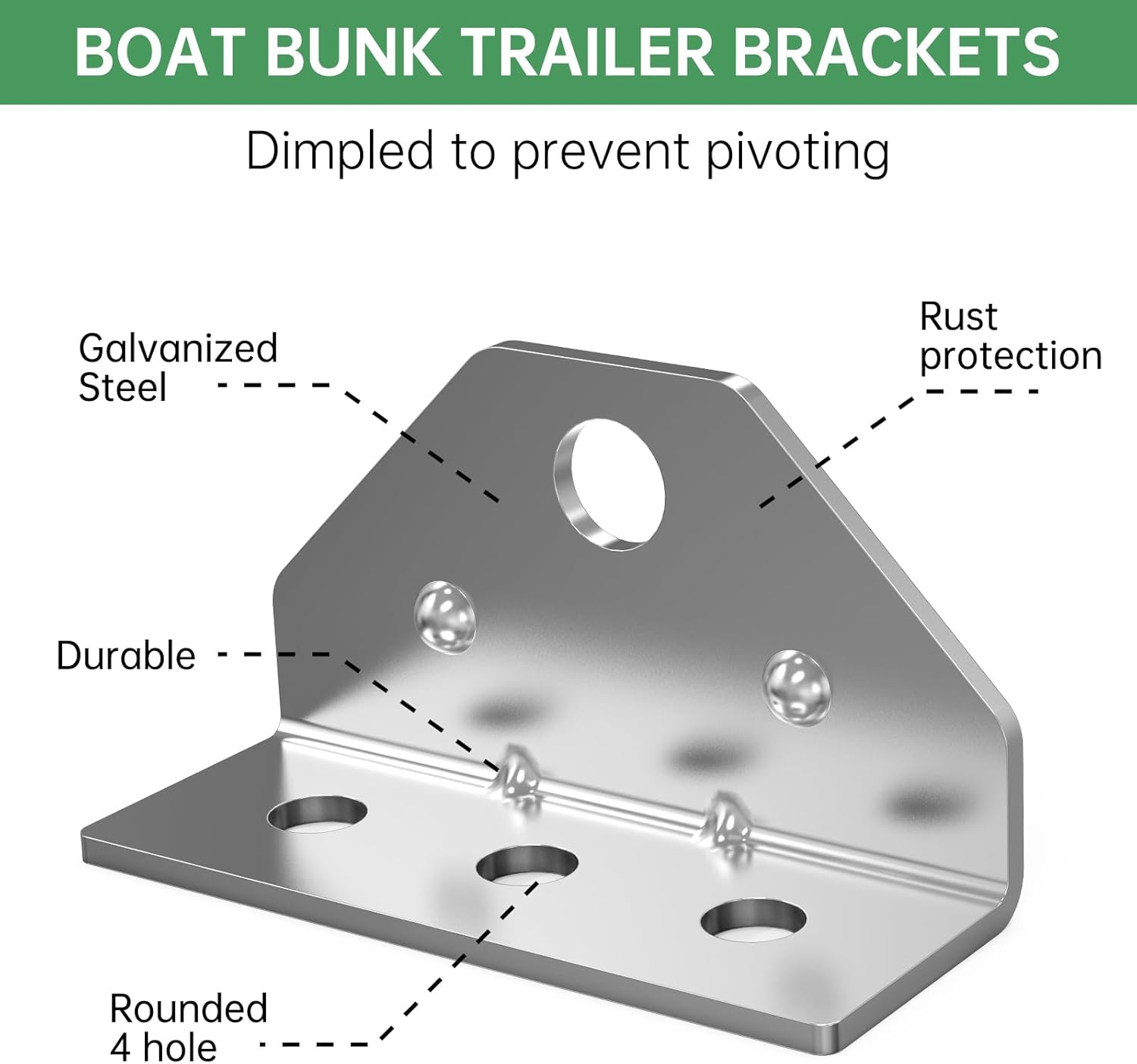 Yuleimy Boat Trailer Bunk Brackets 8-Pack - Galvanized Adjustable Swivel Top Angle Brackets for Pontoon/Jet Ski Trailers, Bolster Bunk Board Mounting Hardware