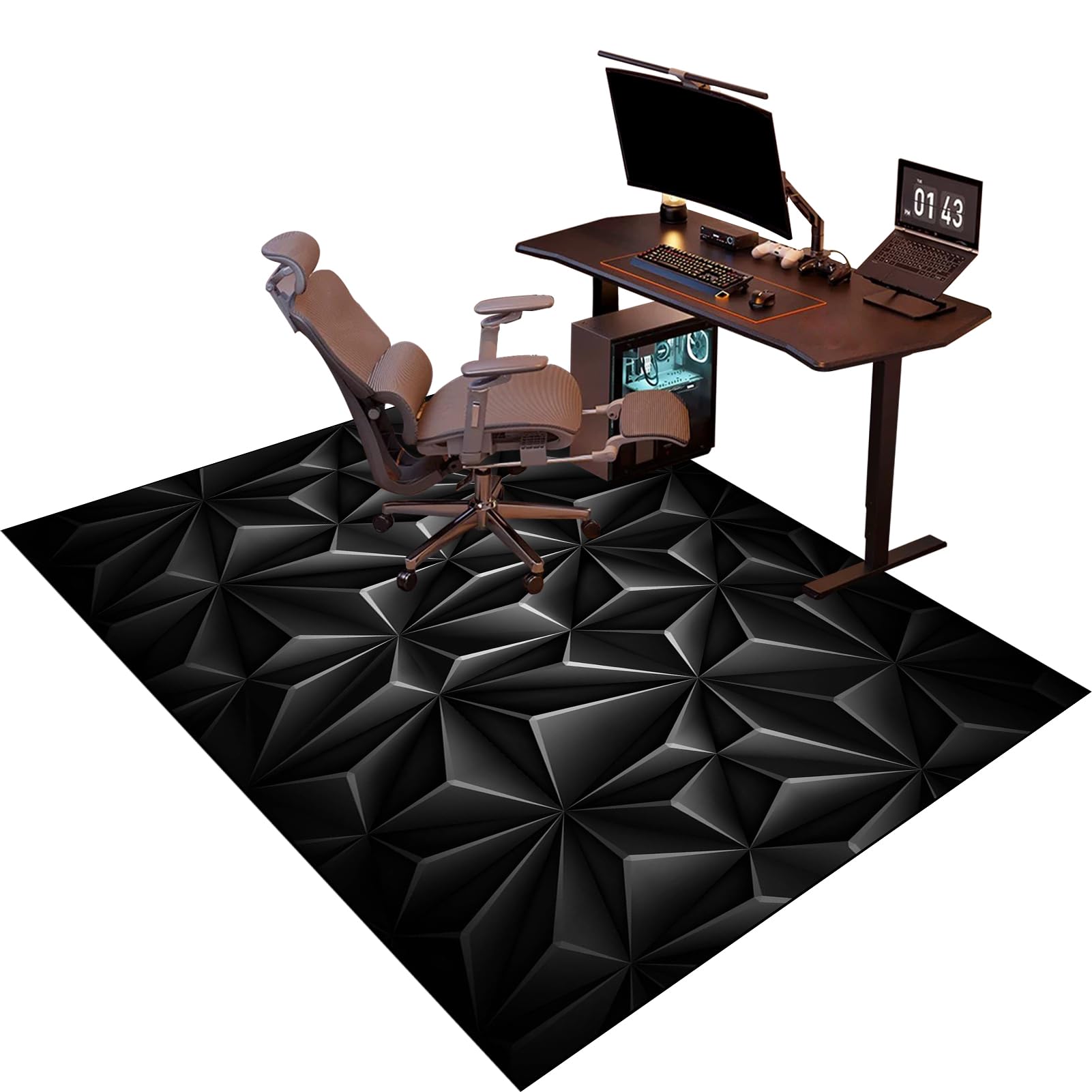 Tappeto Sedia Ufficio Gaming, Tappetino di Protezione, Tappeto di protezione del pavimento, Tappeto Salvapavimento Antiscivolo, Proteggi Moquette Multiuso Tappeto Protettivo Sotto sedia 70 x 100 cm