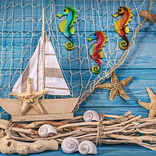 HONGLAND Metal Seahorse Wall Decor Outdoor Indoor Art Sculpture Hanging Decorations Set of 3 for Home Garden Bedroom
