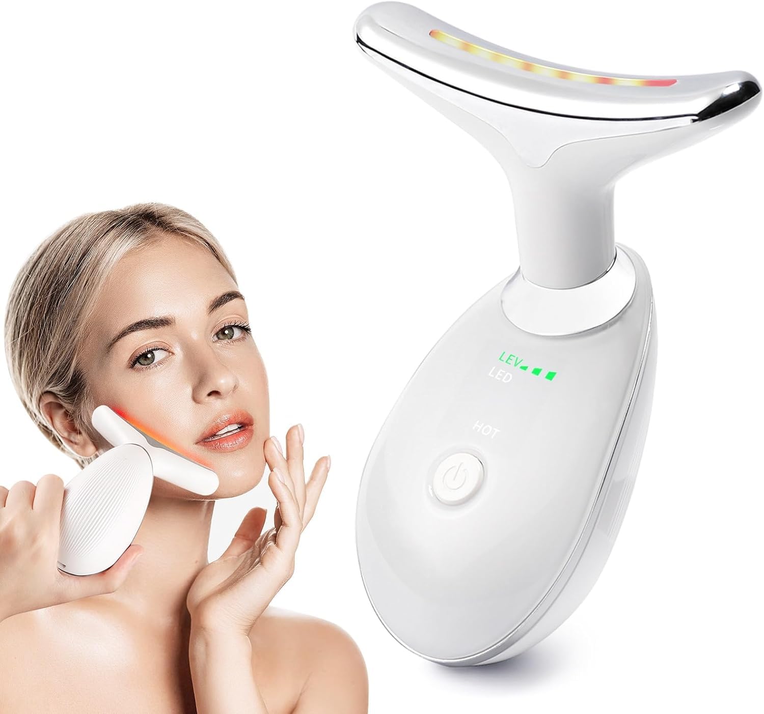 LIARTY Masajeador Facial Electrico, Masajeador Facial Reafirmante con 3 Modos, 45°C Masajeador Cara (Blanco)