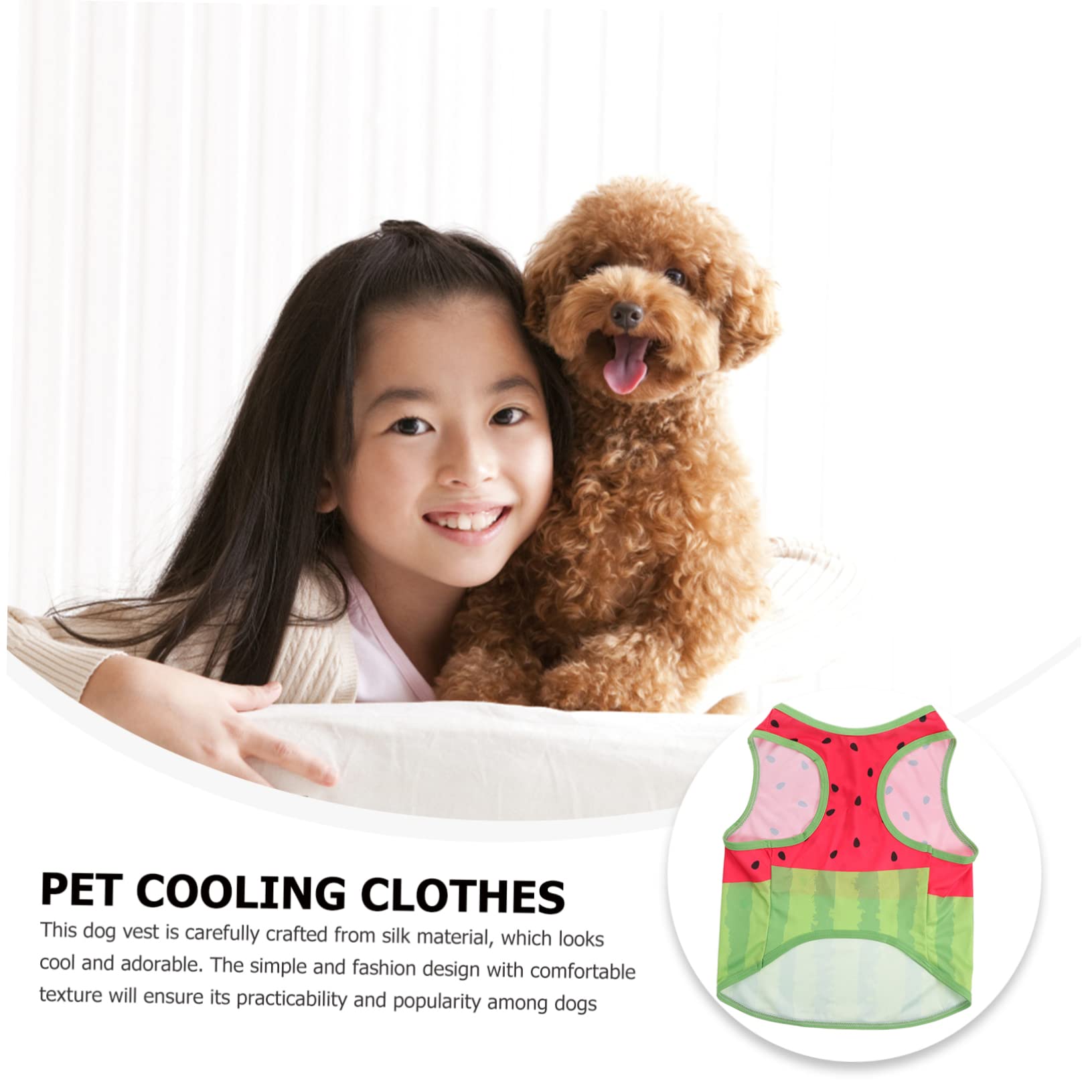 Gilet Rafraîchissant pour Chien Motif Pastèque, Taille L, Soie | Chiens, Fortes Chaleurs, Coupe Confortable, Facile à Enfiler Retirer, Style Adorable