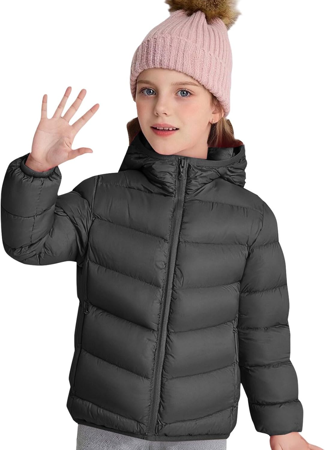 Girls Lightweight Hooded Puffer Jacket Warm Down Snow Jacket Coat Thick Comfy Outerwear Outdoor Activities Jackets