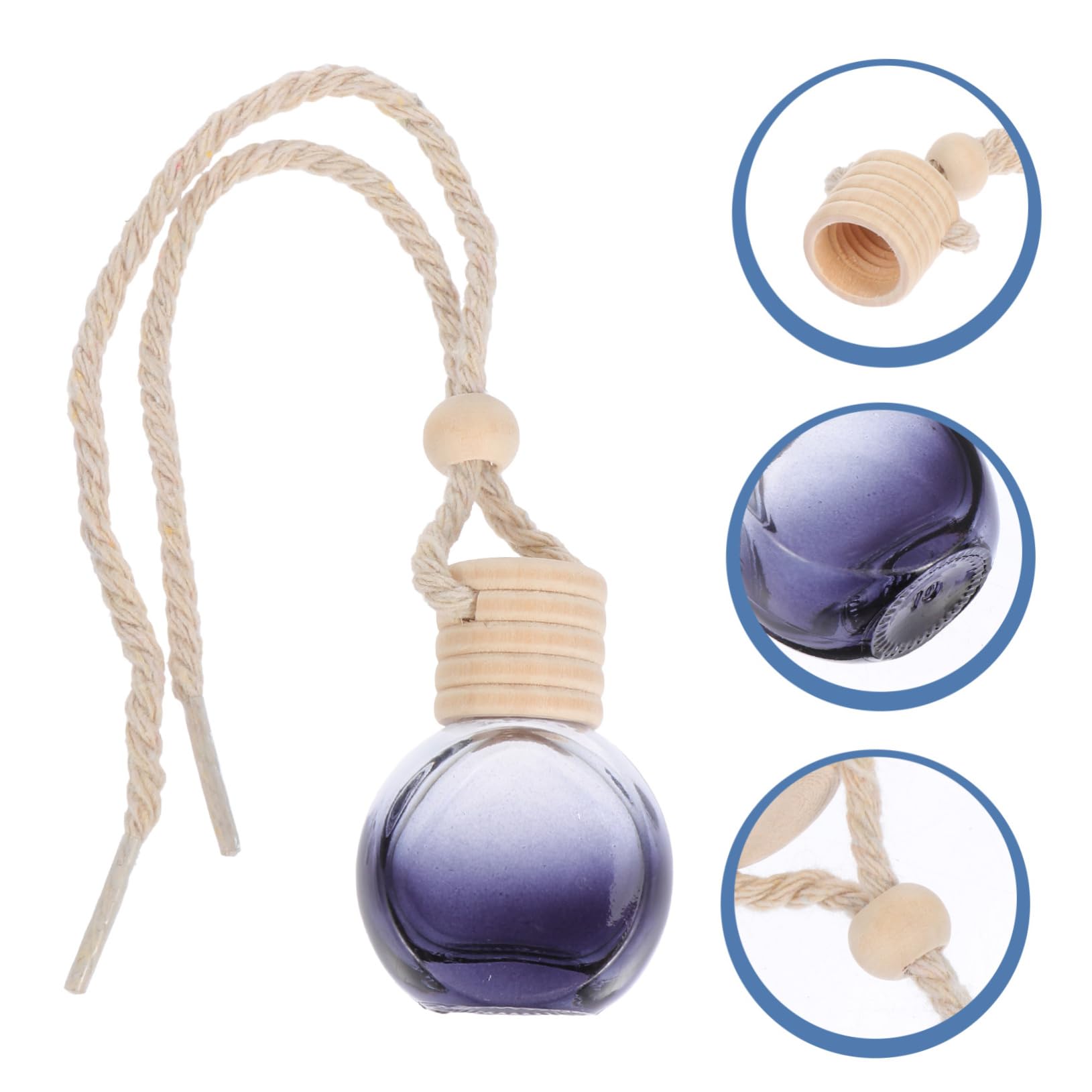 Profumatori per Auto in Bottiglia, Set 20 Pezzi Nero 8 Ml | Vetro e Cordino in Cotone, Pendente Decorativo per Auto e Regalo, Formato Rotondo