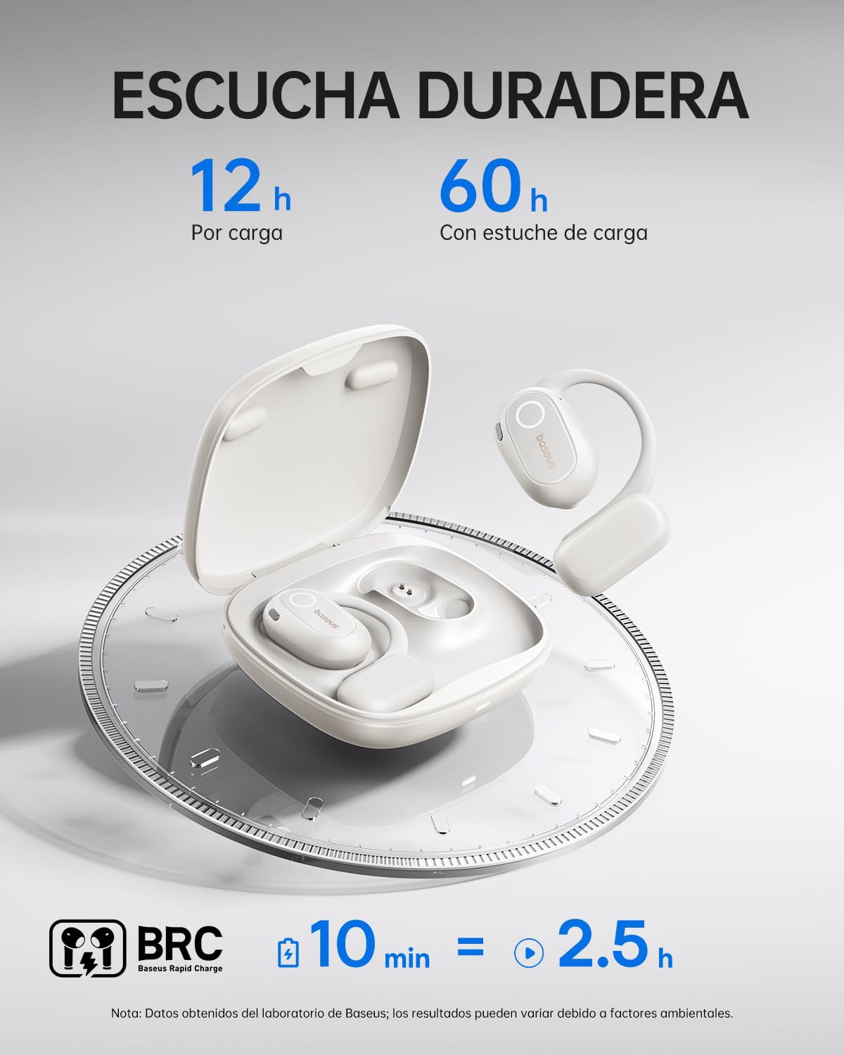 Baseus Bowie MF1 Auriculares Abiertos Bluetooth, Acústica Dirigida, Bajos Potentes, Ultraligeros, IPX4 Impermeables, Micrófonos ENC, Auriculares Inalámbricos Bluetooth 5.4 para Correr, Entrenamiento