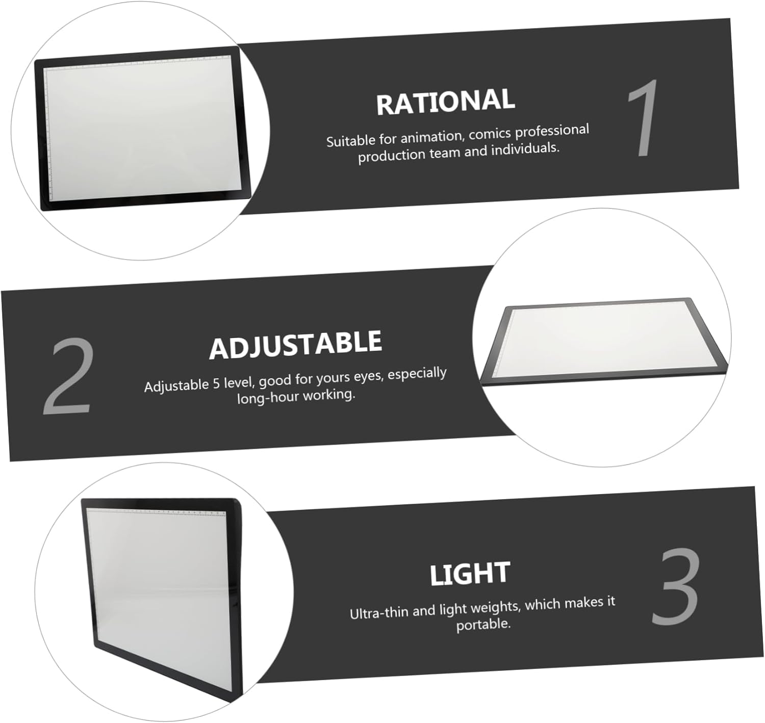 TEHAUX Tracing Board with Brightness USB Rechargeable Copying Pad for Artists Sketching and Animation Portable and Energy Efficient Sketching Tool