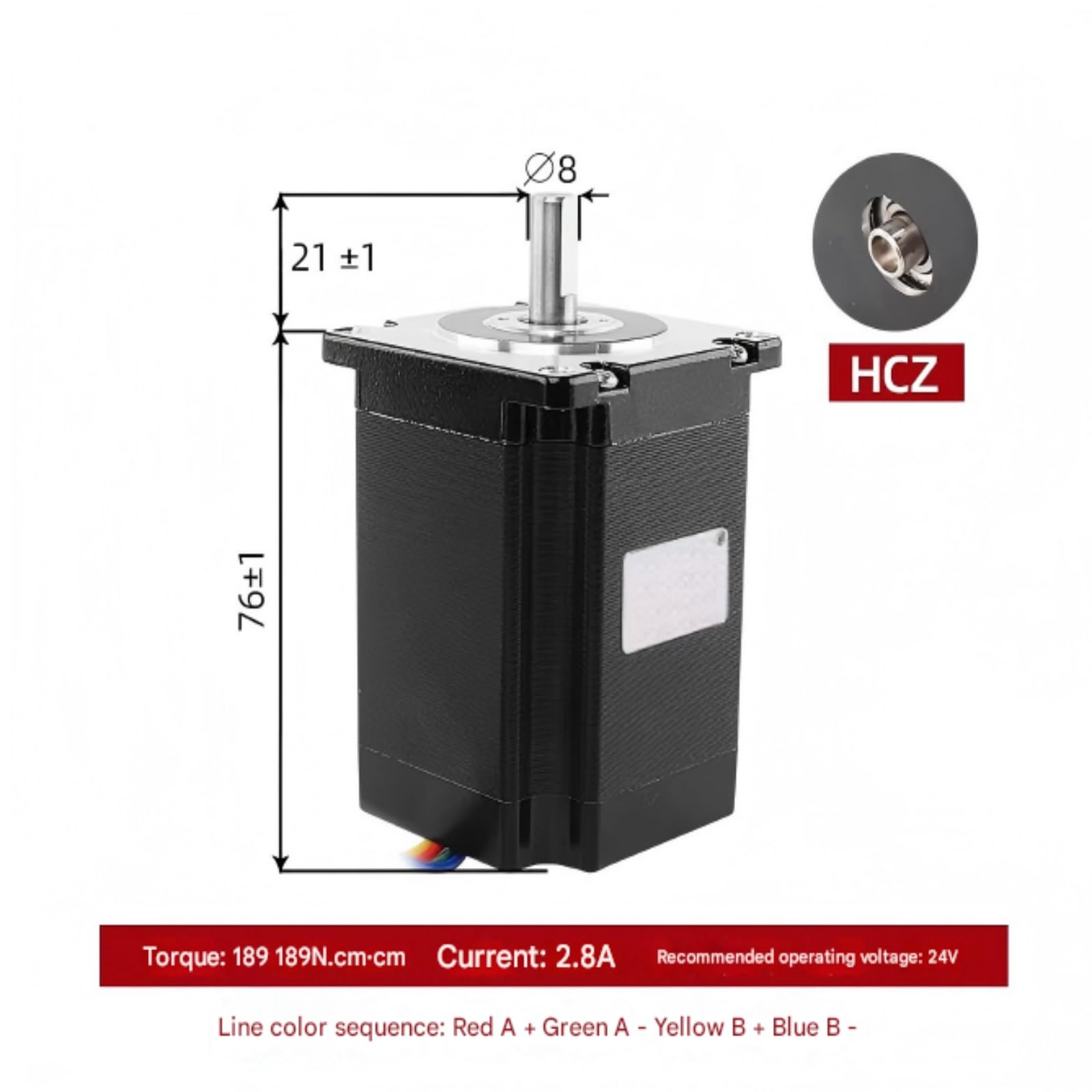 2.8A 189N.cm 4 conductores Nema23 Motor paso a 1,8 grados Piezas de impresión 3D con orificio núcleo magnético HCZ motor