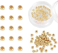 Vista 21 de Cuentas espaciadoras redondas bañadas en oro de 14 quilates, 3x3 mm, 50 piezas para hacer joyas sin deslustre