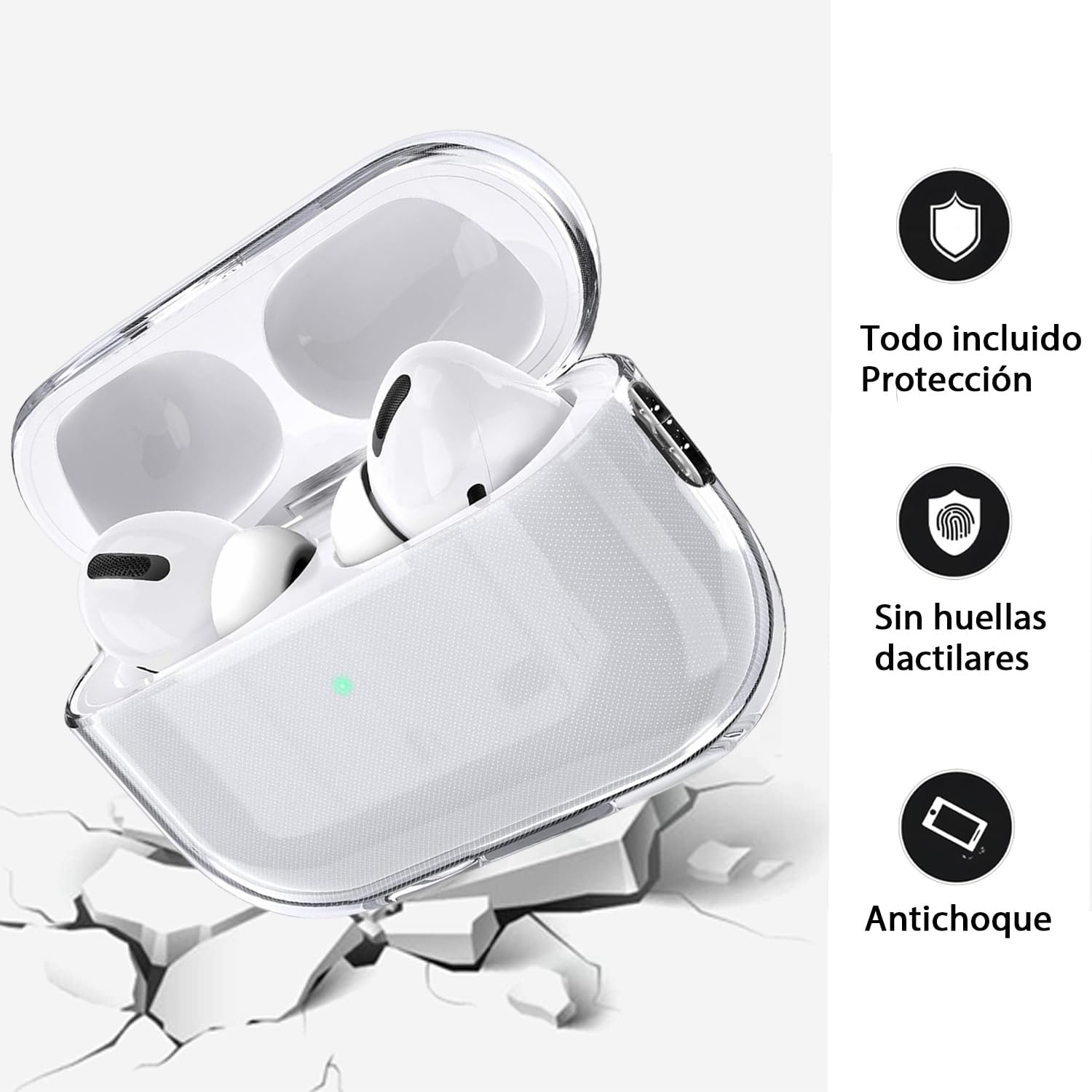USTIYA Capa para AirPods Pro 2ª geração 2022 capa protetora transparente chaveiro proteção sem fio funda de carregamento (claro) (Transparente)