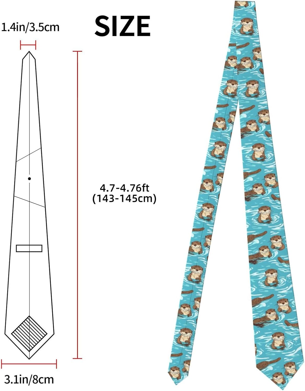 Famame Men's Tie Necktie Funny Novelty Turquoise Sunglasses Pugs Neckties for Men