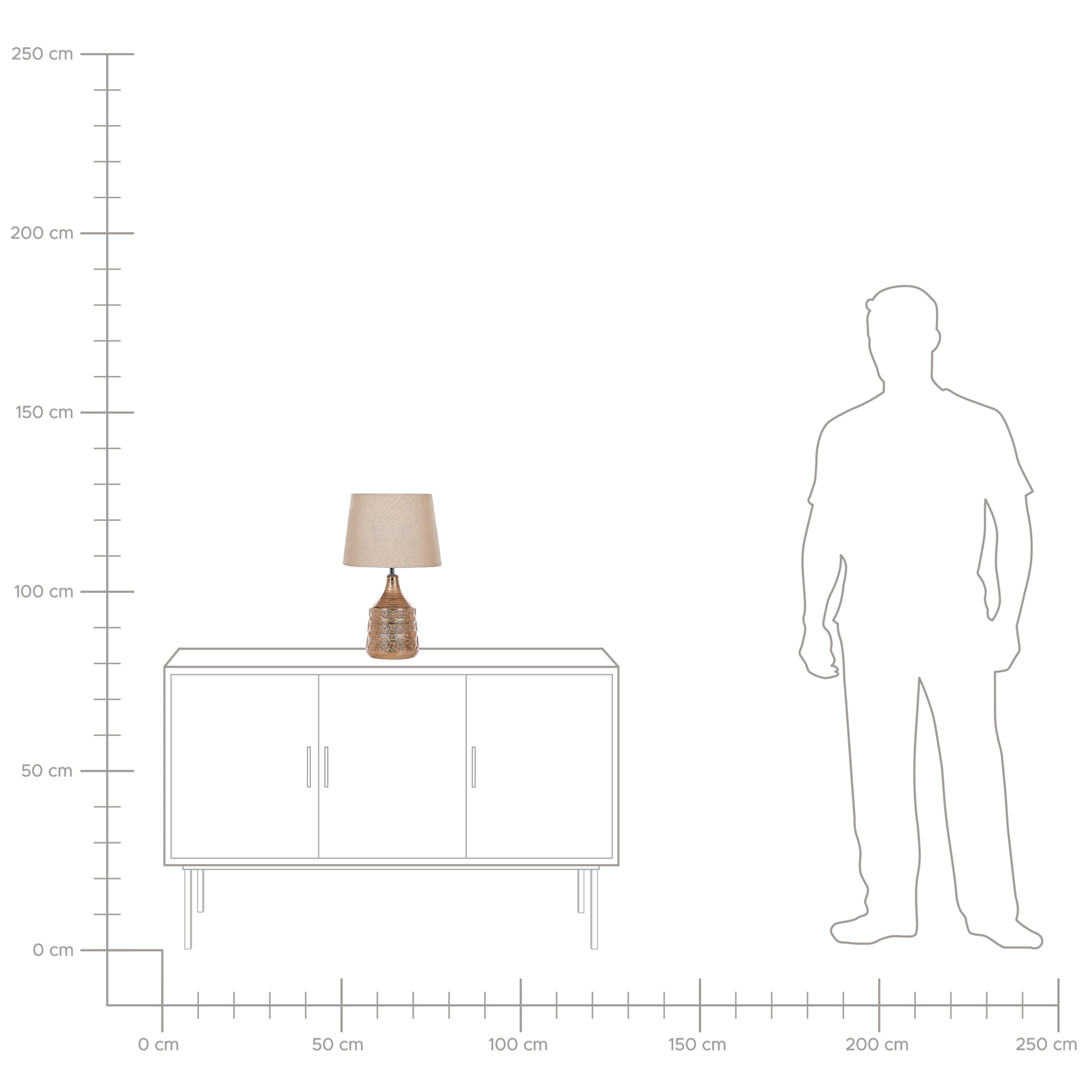 Beliani Tischlampe 47 cm Keramik Stoffschirm beige/braun Kabel mit Schalter Retro Wari