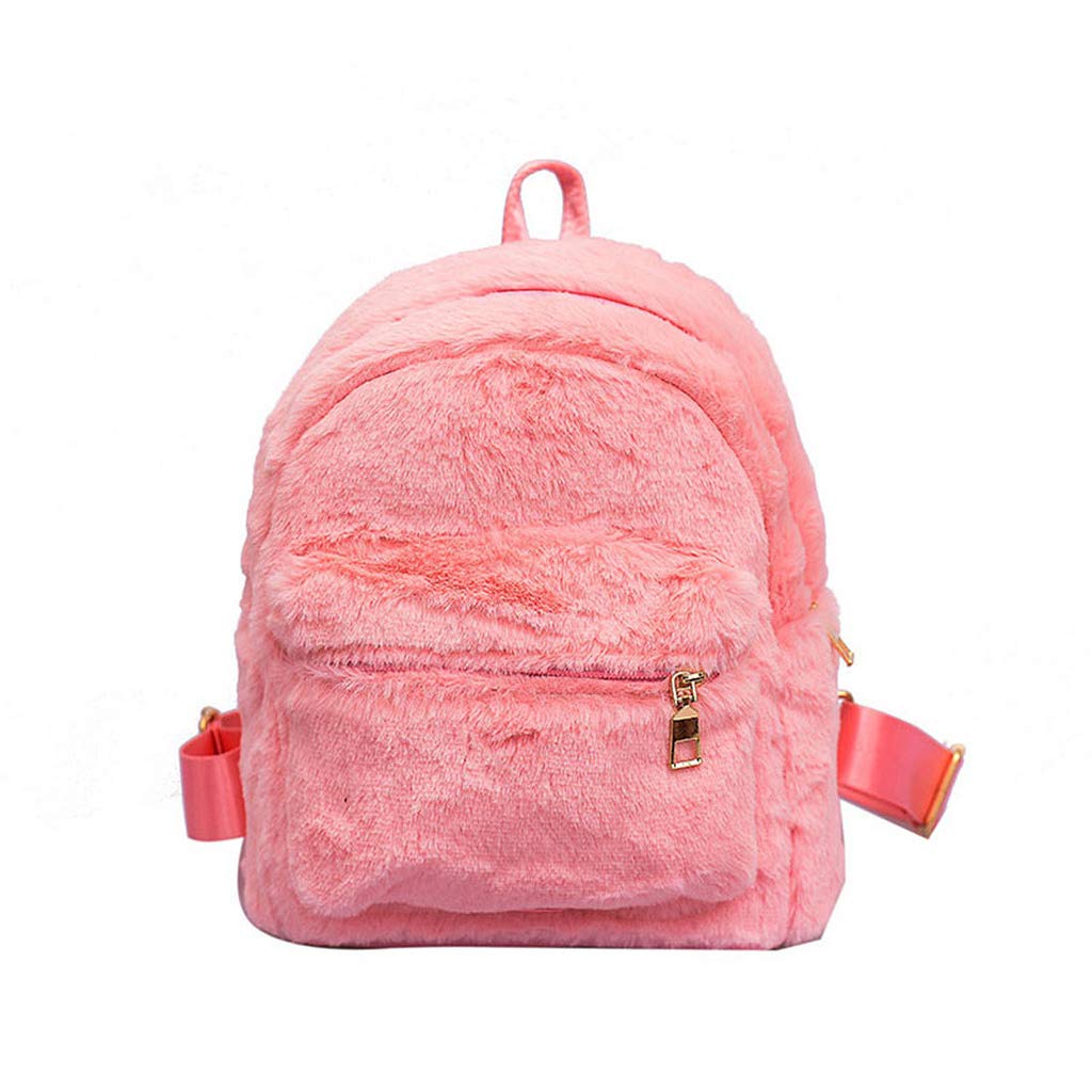pink fuzzy mini backpack