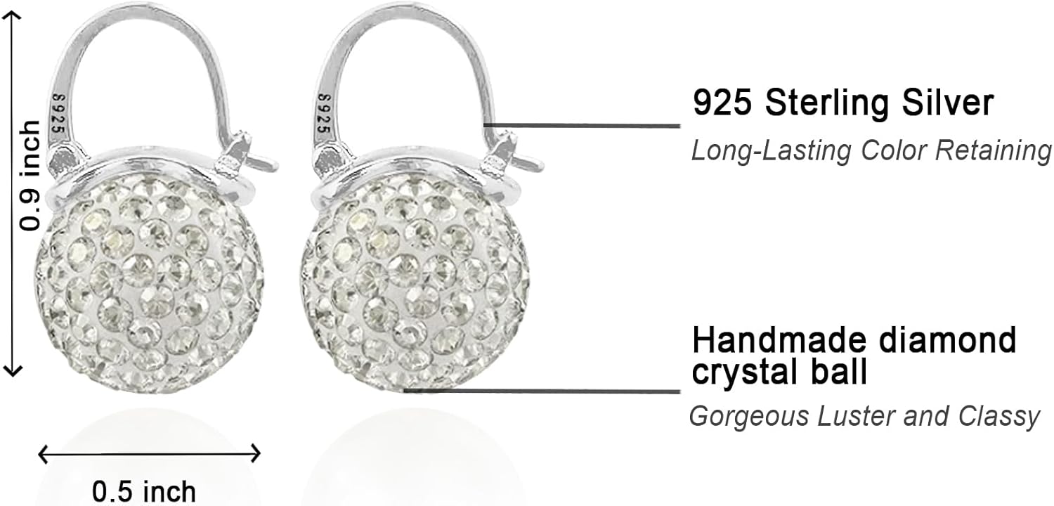 OwMell Elegant 925 Sterling Silver Pearl Drop Earrings Dangle Stud Gold Plated Earrings for Women Large Size 12mm - Image 6