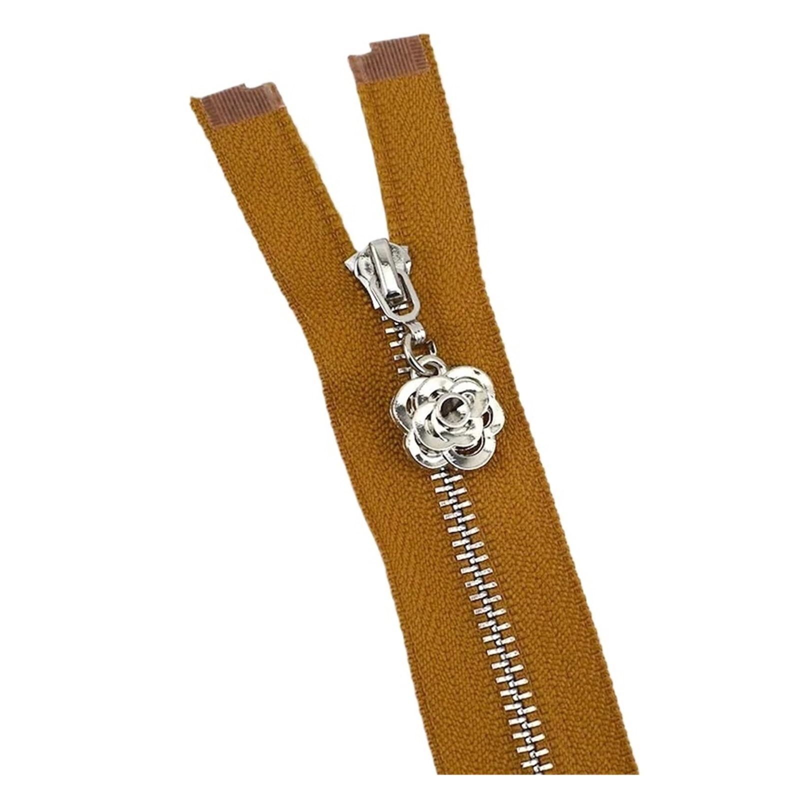 5Pcs 3# Metal Zipper for Sewing 20-25cm Close-End Zippers Silver Tooth Bag Decor Zip DIY Garment Accessories(ZA084-Camel,Close-End-25cm)