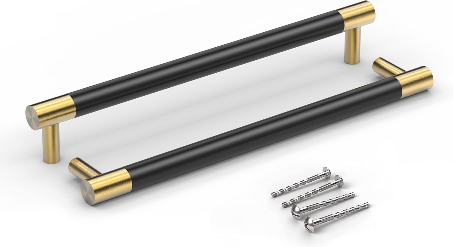 Bar Cabinet Handle Knob Pull Brushed Satin Gold/Brass Finish with Electroplated Matte Black 10.1" (8.8" Hole Center) for Kitchen Cabinet Hardware/Dresser Drawer Handles