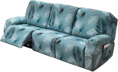 Vista 28 de Fundas elásticas para sofá reclinable, 8 piezas, de elastano, suave, estampadas, fundas para sofá reclinable, protector de muebles con bolsillo Rojo