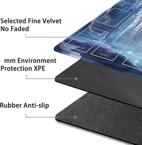 Miniatura 4 de Tapete de juego MTG cosido de alta calidad con zonas y parte trasera de goma antideslizante, tapete de juego TCG para MTG y otros juegos de cartas,