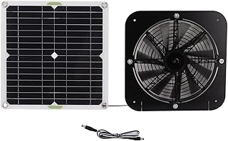 EXTRWORY Ventilador solar de 50 W con panel solar para invernaderos de gallineros, color negro, diseño impermeable de larga duración