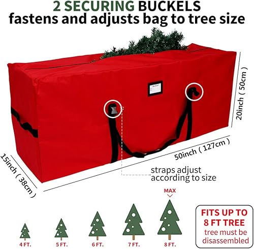 Vista 15 de AerWo Bolsa de almacenamiento para árbol de Navidad de 7.5 pulgadas, caja de almacenamiento extra grande para árboles artificiales de hasta 7.5 Verde