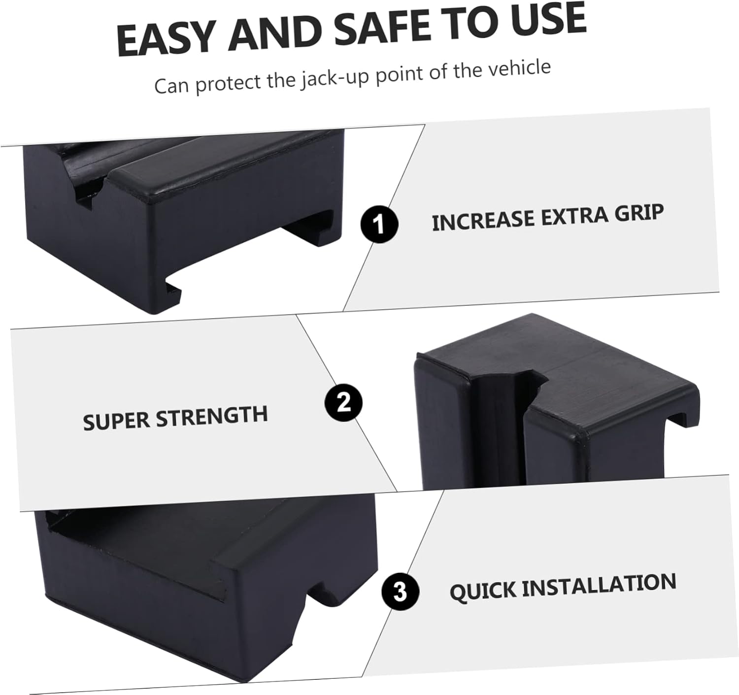 ULTECHNOVO 2pcs Jack Stand Rubber Pad Heavy Duty Slotted Frame Rail Adapter Vehicle Support Non- Design Compatible Vehicles Easy Installation Rubber Material