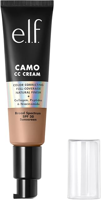 e.l.f. Camo CC Cream, Colour Correcting Medium-To-Full Coverage Foundation with SPF 30, Medium 370 N, 1.05 Oz (30g)