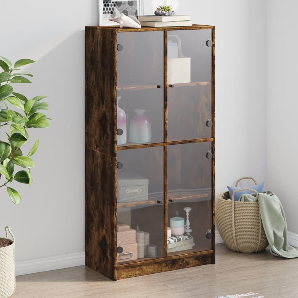 Mobile alto con ante in legno di rovere affumicato, 68 x 37 x 142
