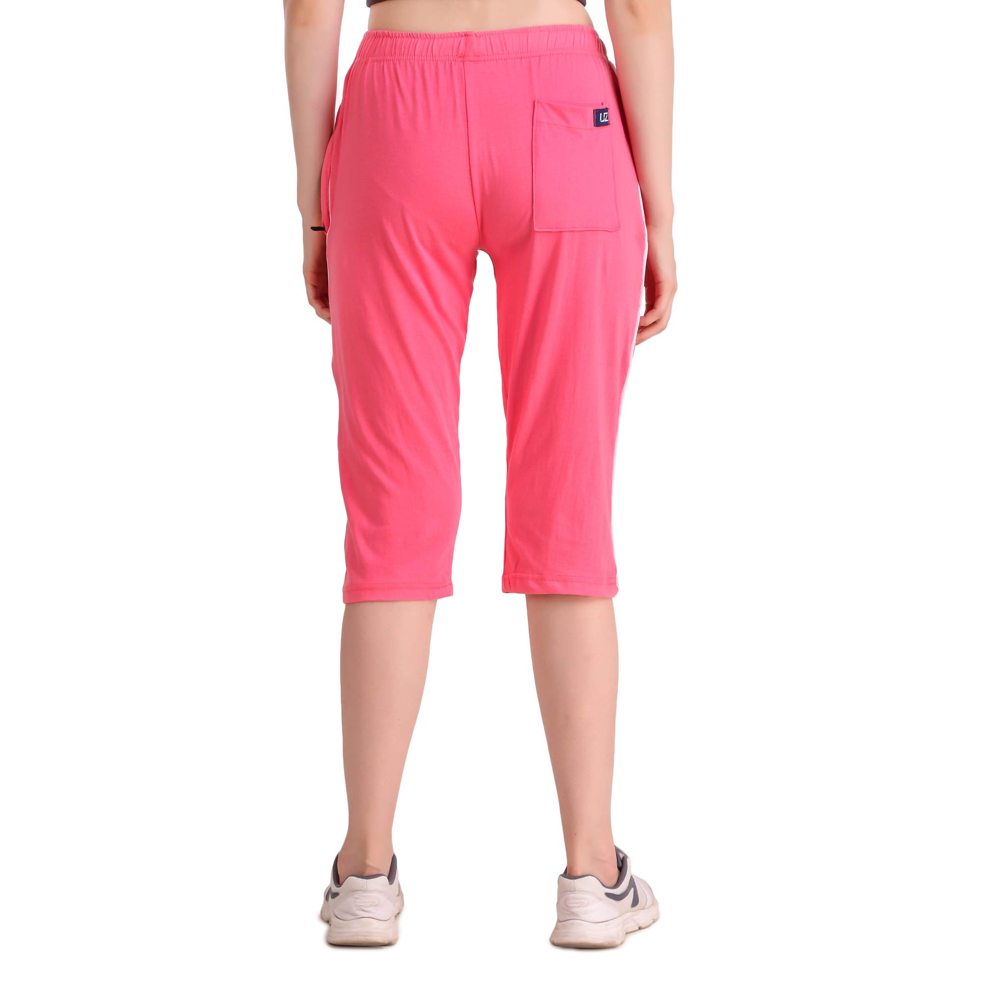 UZARUS Women's Cotton Sports Elastic Trackpants Shorts Capris (XX-Large, Peach) - Image 4 thumbnail