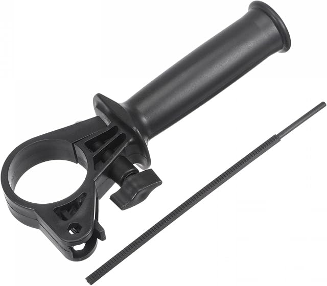 sourcing map Plastic Adjustable Side Front Auxiliary Hammer Handle for 13A Impact Drill, 41-44mm Clamping Range with Scale Depth Ruler