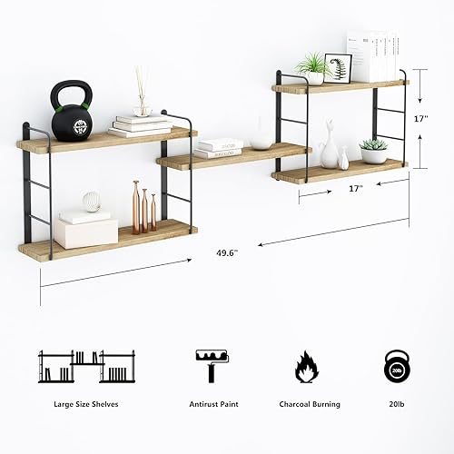 Miniatura 3 de Estanterías montadas en la pared, estantes flotantes para pared, estantes de madera para colgar libros para habitación, dormitorio, sala de estar,