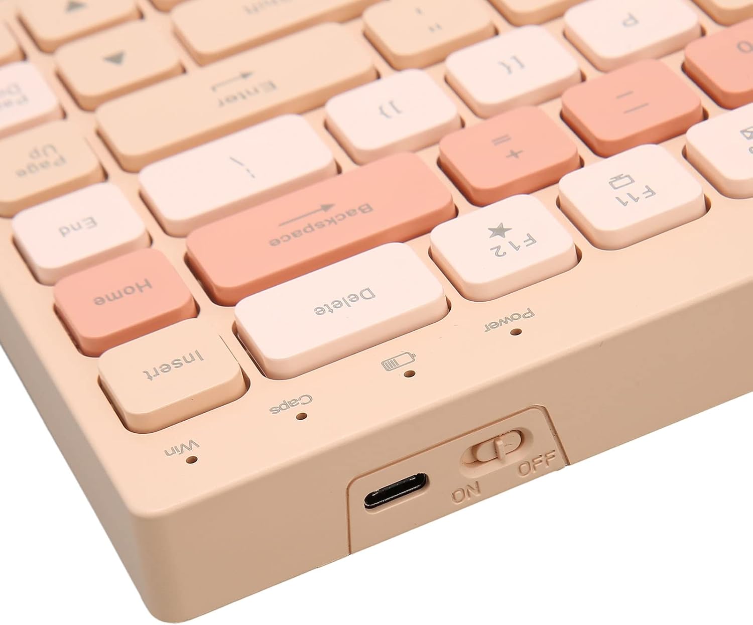 Acogedor Milk Tea Keyboard, 84 Keys Compact Dual Mode 2.4G Bluetooth 5.0 Keyboard, Multi Device for Windows, iOS, Android, Type C Rechargeable