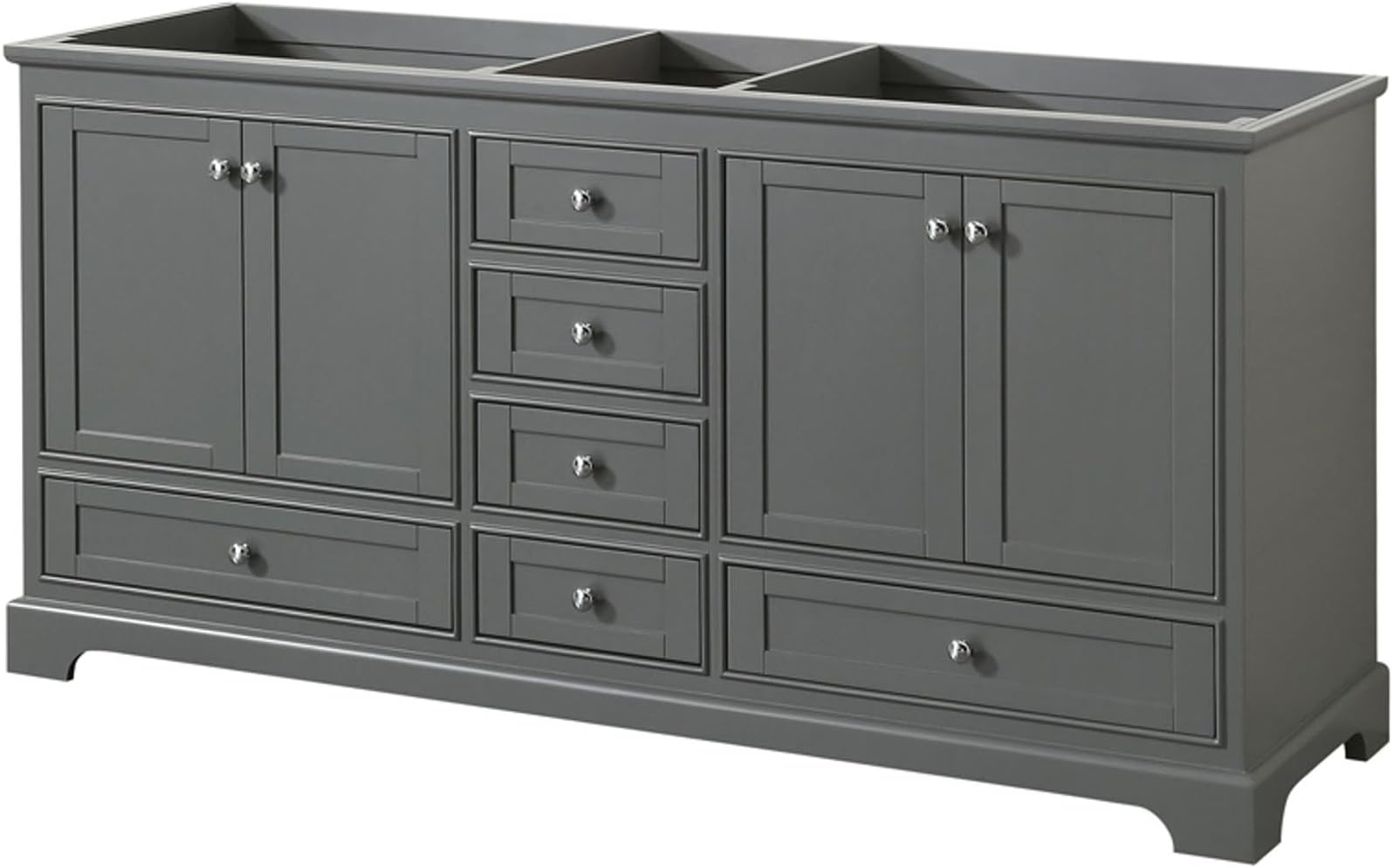 Wyndham CollectionDeborah 72 inch Double Bathroom Vanity in Dark Gray, No Countertop, No Sinks, and No Mirrors