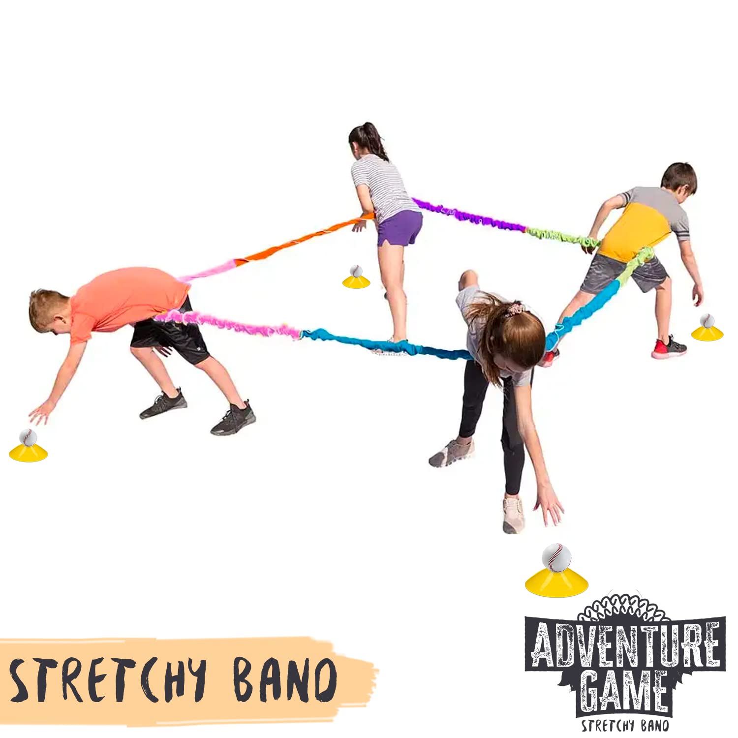 Stretchy Band® | Team Building | Juego de bandas elásticas | Tirar | Cooperación | Coordinación | Tirar de la cuerda | Al aire libre | Compartir | Equipos | Competición | Desafío | 100% diversión