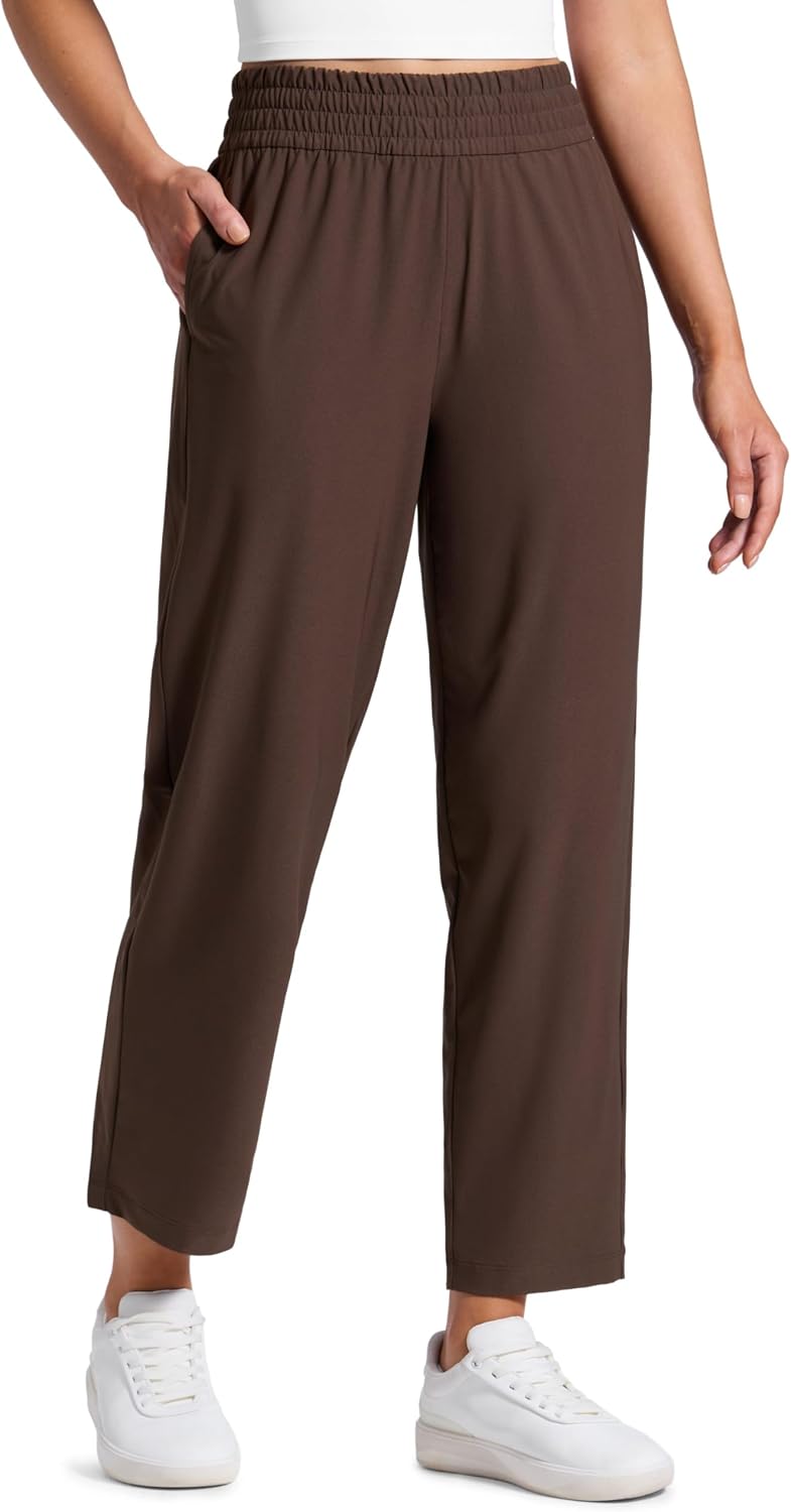 CRZ YOGA Lightweight Drapey Tapered Ankle Pants for Women 27" - 7/8 Casual Travel Work with Pockets Summer