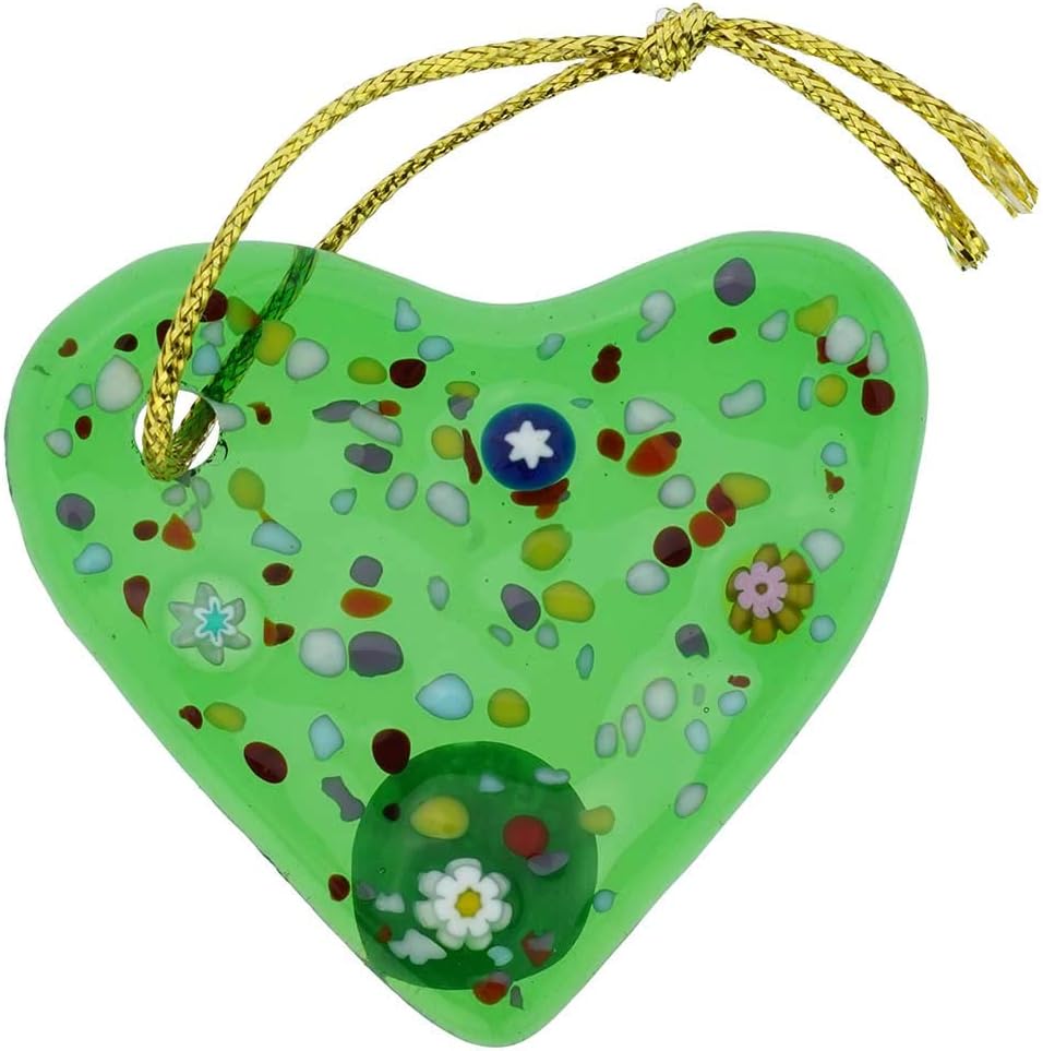 Glass Of Venice Murano Glass Heart Christmas Ornament - Green