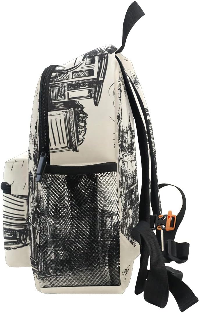 AUUXVA Kids Backpack for Boys Girls Vintage Steam Locomotive Train Toddler Backpack Travel Elementary Kindergarten Preschool Bookbag with Chest Strap
