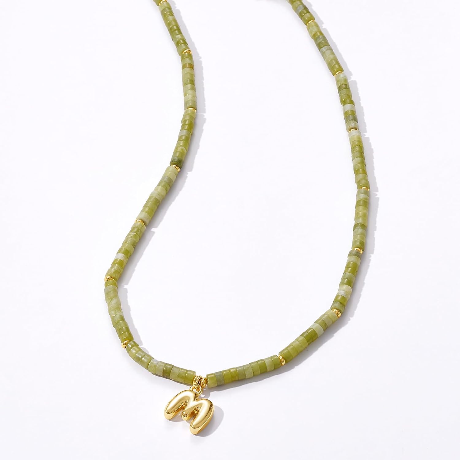 KELORIS PATH Beaded Initial Necklace for Women, 14K Gilded Plated Bubble Letter Pendant Natural Handmade Stone Choker Boho Colorful Summer Beach Jewelry Gift - Image 5