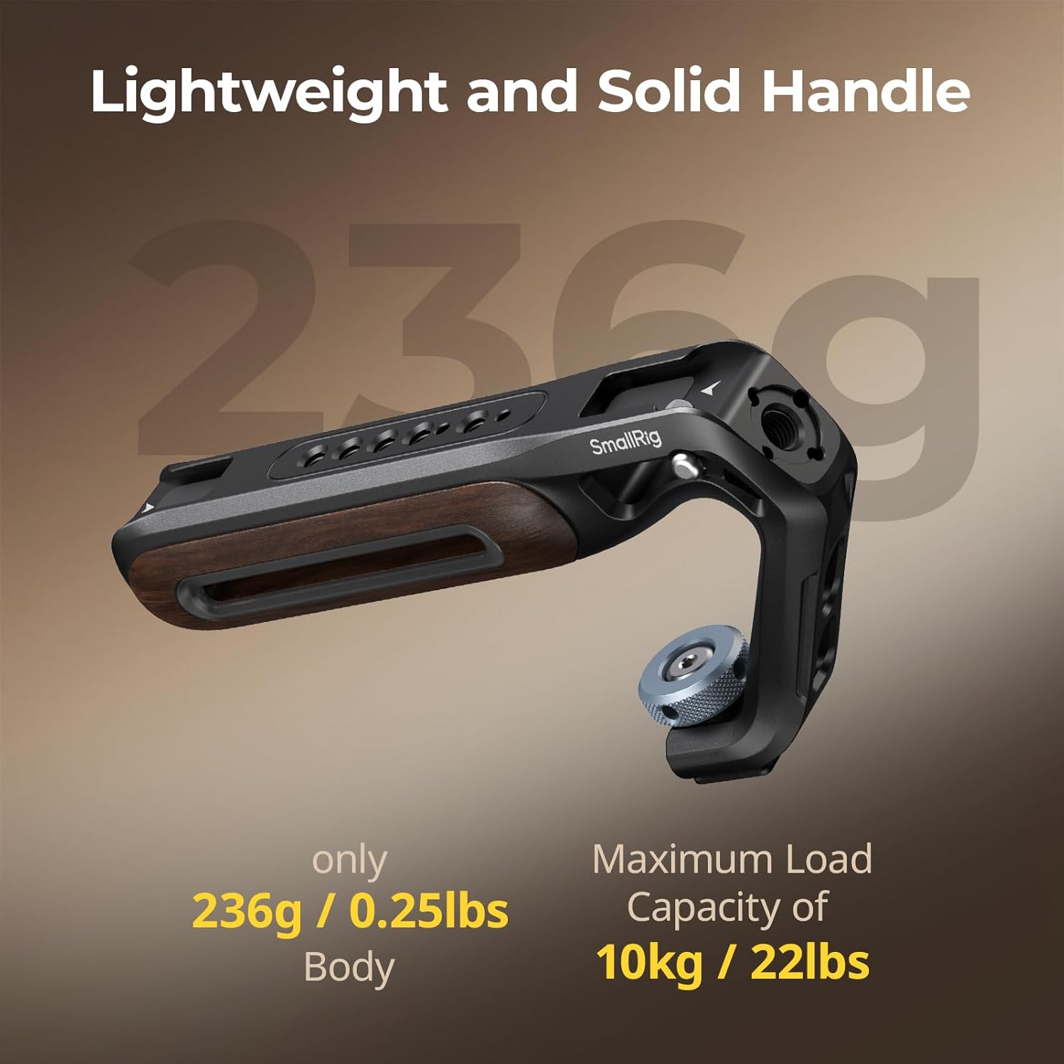 SmallRig Wooden Top Handle with Cold Shoe Mount, Lightweight Wooden Top Handle for Camera Cage, Load Capacity up to 10kg / 22lb, 3/8"-16 Locating Holes for ARRI & 1/4''-20 Threaded Holes - 5250 - Image 5