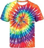 Bombline Men's Rainbow Tie Dye T-Shirts - Short Sleeve, Breathable Polyester, Hip Hop Style for Summer Casual Wear