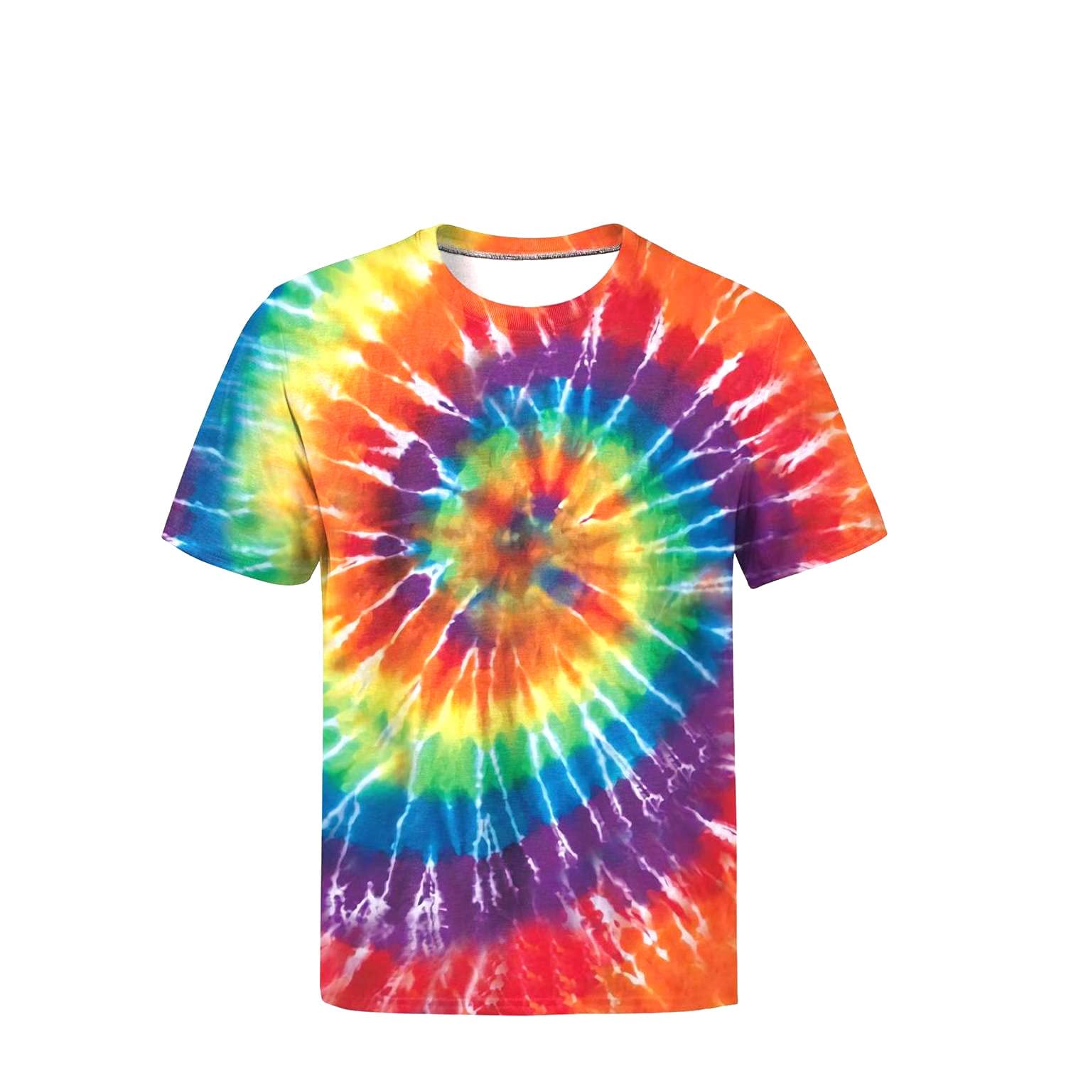 Tie Dye Shirts for Men Women, Short Sleeve Mens Tie Dye Shirts, Mens Women Rainbow Tie Dye T Shirts,Size:S-5XL