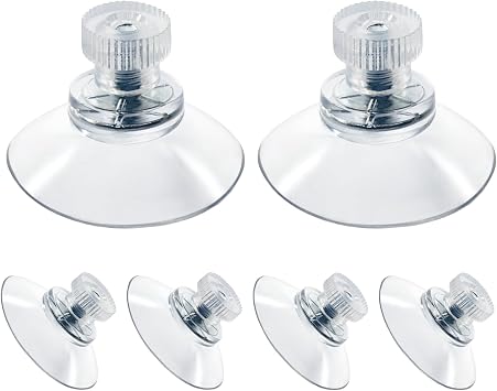 Biaungdo 6 Pack 32mm Suction Cups with Screws Nut, Clear PVC Sucker Pads Holder, Plastic Strong Sucker Suction Cup Holder for Window, Bathroom Wall, Car Shade, Home Decoration
