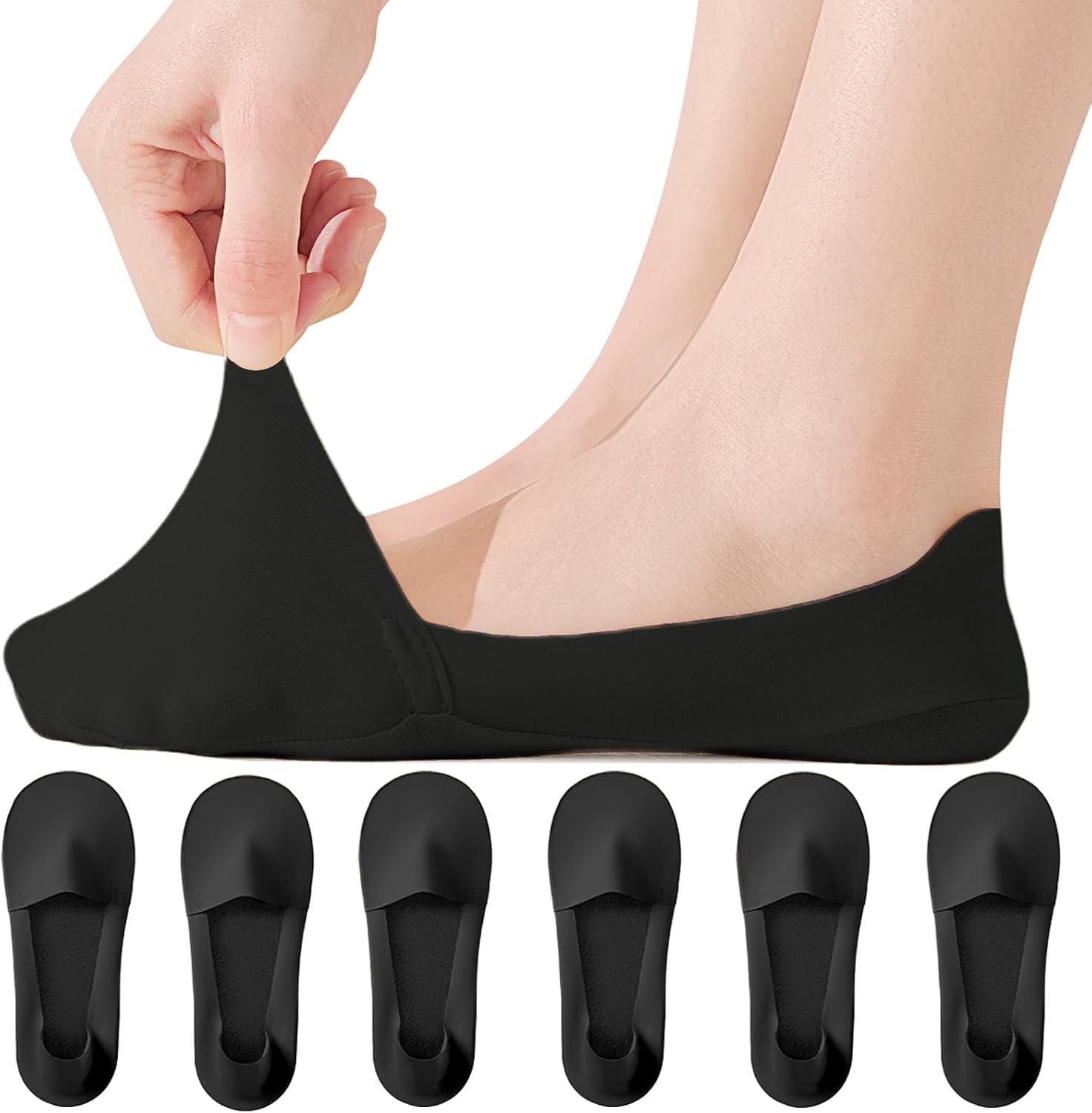 No Show Socks Womens for Flats Loafers Heels, Non Slip Thin Invisible Footies Bootie