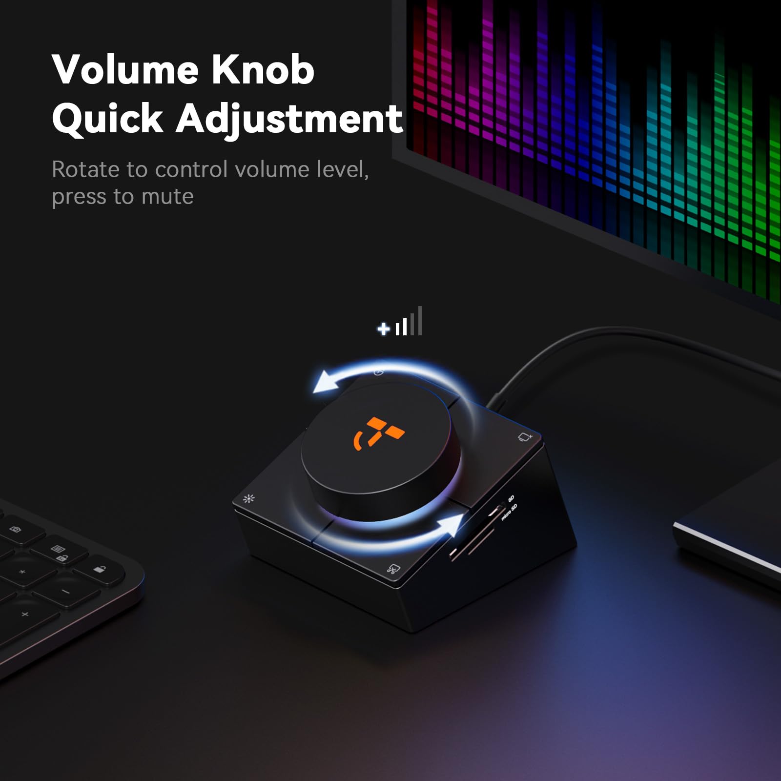 TobenONE Hub USB C 10 w 1 z klawiszami skrótów, pokrętłem głośności, HDMI 4K | 100 W PD, 3 USB, Ethernet, Audio, SD/microSD, stacja dokująca do laptopa MacBook, Windows, Chrome, iPad
