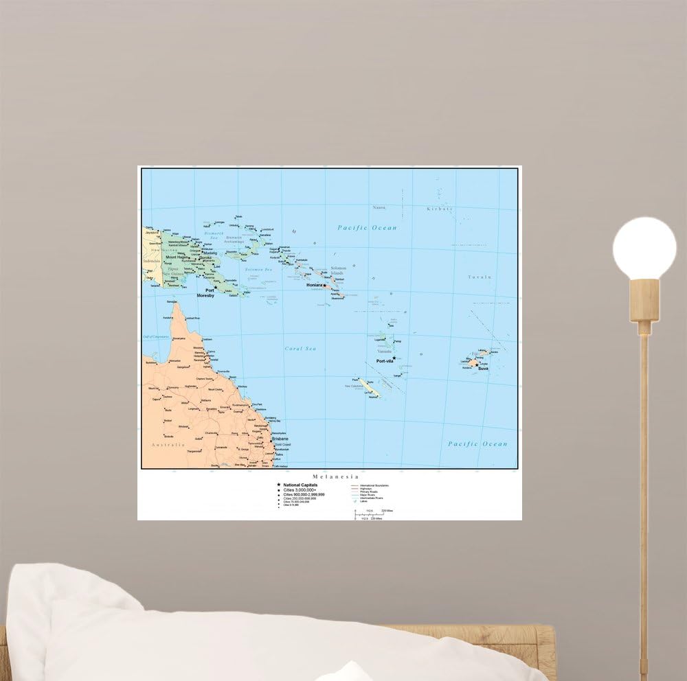 Wallmonkeys Map Oceania Australia Wall Mural Decal Peel and Stick Graphic | 12" W x 11" H | Classroom Themed | Reuseable | Paint-Safe | WM241804