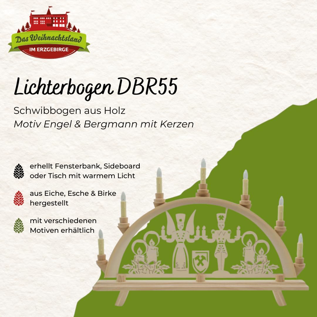 Lichterbogen DBR55 – Motiv Engel & Bergmann mit Kerzen