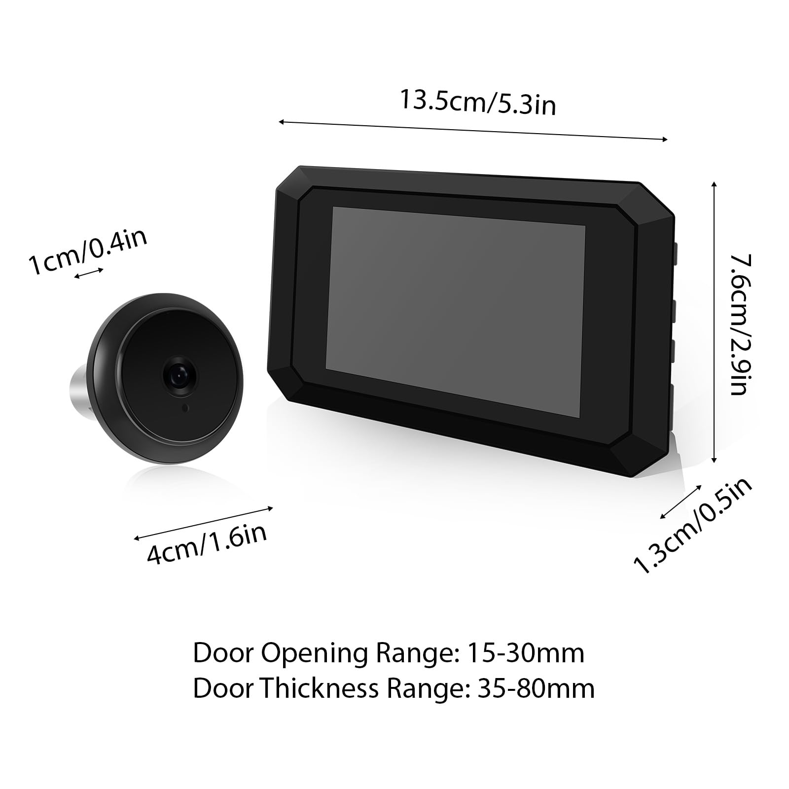 Spioncino digitale per porta, monitor LCD da 3,97 pollici con kit fotocamera 1080P da 2 MP, ampio angolo di visione di 120°, visione notturna a colori, batteria integrata da 1400 mAh