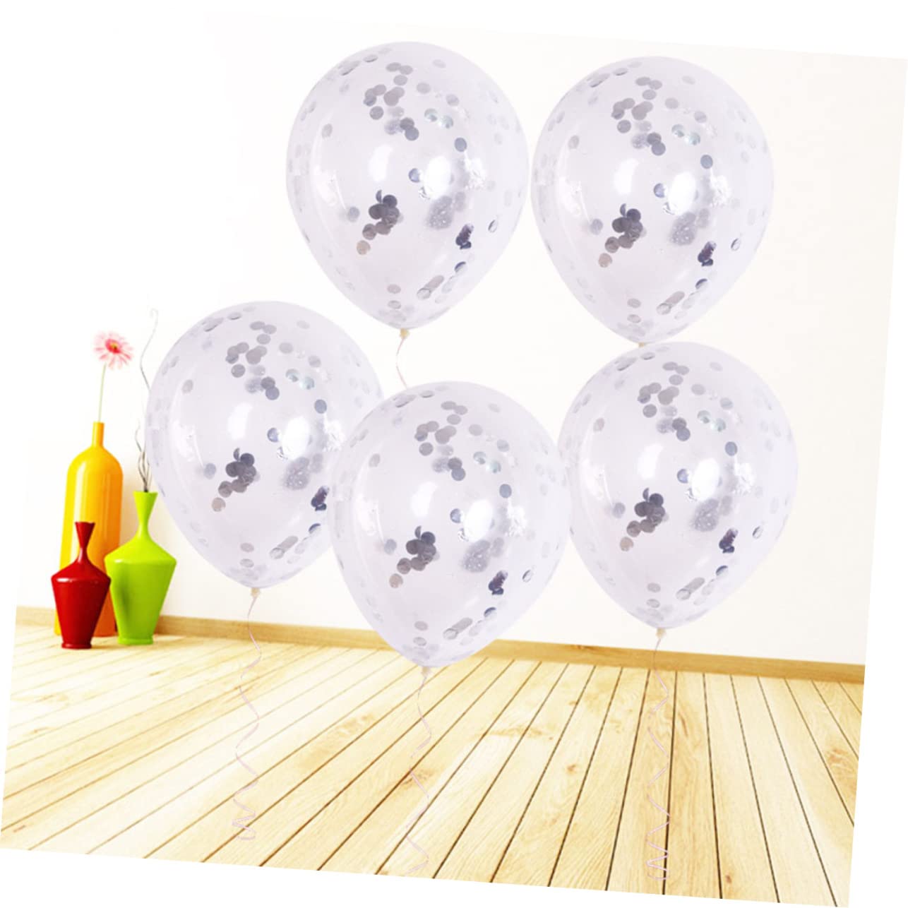 Toyvian 45pezzi Palloncini Trasparenti Con Glitter Per Decorazioni Di Compleanno e Matrimonio Accessori Festivi Per Feste Adatti Ogni Occasione Glitter Argento