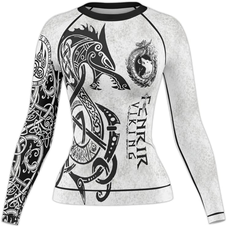 Viking Women's Rash Guard Shirts Long Sleeve Compression Fightwear Tops for BJJ MMA